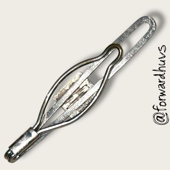 Vintage Silver-Tone Tie Bar – White Enamel Accent - Picture 3 of 8